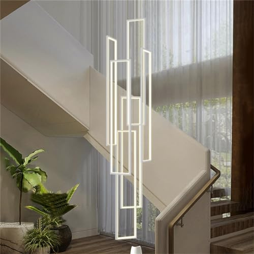 Modern Pendelleuchte Wohnzimmerlamp, LED Dimmbar Pendellampe, Geometrie Villa Kronleuchter Aluminium Acryl Höheverstellbar Hängelampe Treppe Schlafzimmer Hängeleuchte Esszimmer Vordertür Leuchter ( Co