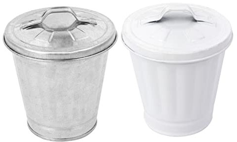 OFFSCH 2stücke Minimülleimer Aus Abfallbehälter Mit Deckel Müllrecyclingbehälter Für Kleinigkeiten Vorratstopf Zur Lagerung Schlichtes Design Für Heimdekoration