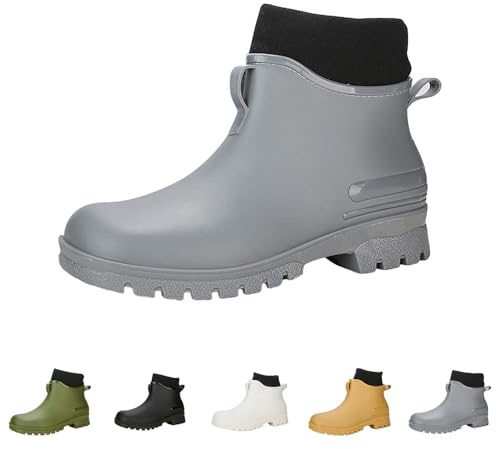 Wellies Women Men Women Rain Slip Casual Shoes Short Boots Water Ankle Outdoor Fashion Men's Casual Shoes Padded Warm Rain Shoes Anti-Slip Short Chelsea Welly Boots