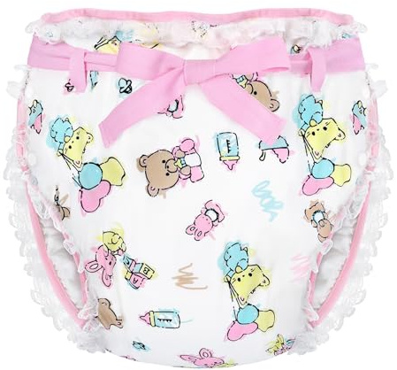 LittleForBig Silky Adult Ribbon Omutsu Diaper Wrap Cover Washable Adjustable Reusable Waterproof - Baby Cuties Pink M