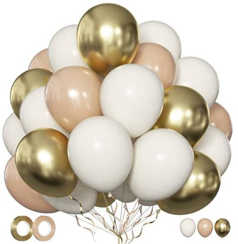 Luftballons Beige Creme Gold Apricot 50 Stk 12 zoll Ballons Elfenbein Weiß Aprikose Champagner Goldene Metallic Ballons für Frauen Geburtstag Hochzeit Verlobung Neutral Boho Party Deko