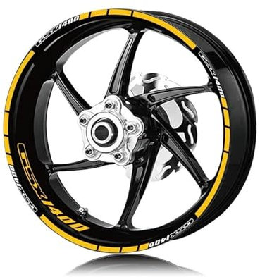OPYJRL Schön und langlebig Motorrad-Reifen Und Felge, Reflektierender Dekorativer Aufkleber, Kombi-Räder-Aufkleber-Set Für GSX14000, GSX 14000(Reflective Yellow)