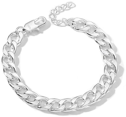Esrael Italiana sólida plata de ley 925/oro de 14 quilates chapado en oro de 3/5/8 mm de ancho ajustable de 6.5 a 7.5 pulgadas 7.5-8.5 pulgadas pulsera cubana para hombres y mujeres, resistente