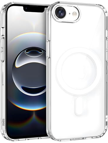 Exsight Magnetic Case for iPhone 16e, Clear Phone Cases Compatible with MagSafe, Military Grade Airbag Drop Protection, Anti-Yellowing, Anti-Scratch, Shockproof Cell Phone Cover, Transparent