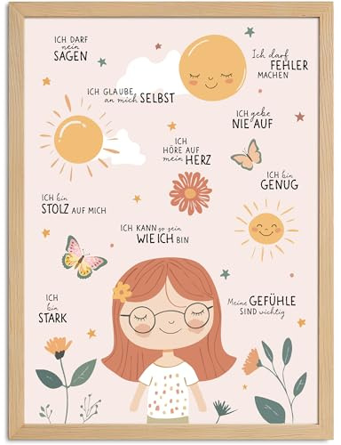 SpecialMe® Affirmationsposter Kinder Wandbilder Kinderzimmer Klassenzimmer Wanddeko Mutmacher Selbstliebe Motivation Rosa