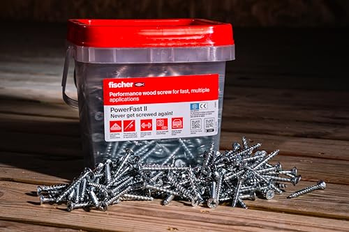 fischer 576974 FPF Power-Fast II 4.0 x 80mm Chipboard Wood Screws, Countersunk Head with Phillips, Part Threaded, Blue Passivated, Box of 550