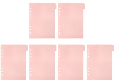BESTonZON 6 Divisori Professionali per Raccoglitori Linguette Staccabili Divisori per Indice A5 in Plastica PP Rosa Pesca Set da 6 Pezzi per Organizzazione Ufficio Scuola e Quaderni