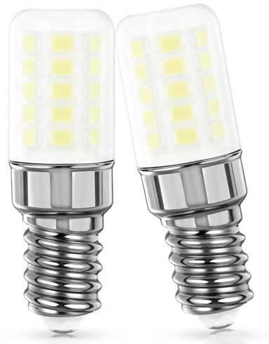 AGOTD Kühlschranklampe E14 LED Lampe 3W, 405LM Kaltweiß 6000K, ersetzt 30W-50W Halogenbirne, 360° Abstrahlwinkel, 80Ra, Glühbirne für Kühlschrank, Nähmaschine, 230V AC, 2er Set