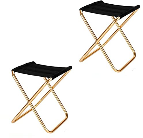 GUODDM Tragbarer, Faltbarer Campinghocker, 28 cm Hoch, Mit Tragetasche, Gestell Aus Aluminiumlegierung, Tragkraft 200 Kg, for Reisen, Angeln Und Picknicks(Gold)