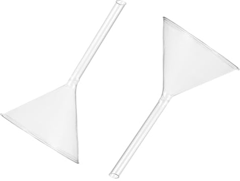 Sosoport Embudo Científico de Vidrio de Tallo Corto 100 Mm, Embudo Triangular de Laboratorio 2 Unidades, Resistente a Químicos y Choques Térmicos, Adecuado para Transferir Líquidos