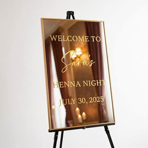 Personalisierter Henna Abend Aufkleber Gold mit Name & Datum