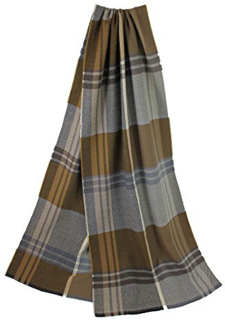Herr scarf webbscarf vinterhalsduk XXL Check & tvåtoner mjuk och varm ull 220 x 50 cm tillverkad i Tyskland (220 x 50 cm, grön)