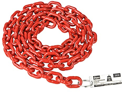 DEMA Stahl Forstkette 2 m 8 mm 2 t rot - Rückekette, Chokerkette, Schleifkette - robust, reißfest, langlebig - Forstwirtschaft, Traktor, Holzrücken