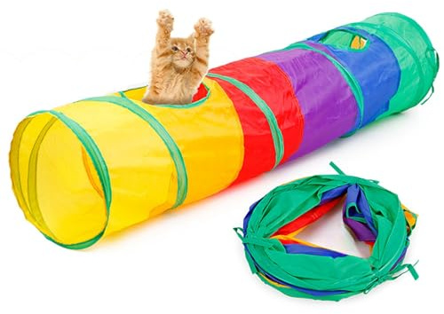 iCAGY Cat Tunnel for Indoor Cats Kittens Rabbits, Foldable Tunnel Toys
