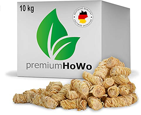 premiumHoWo (10kg = ca. 800 Stück) Kaminanzünder, Grillanzünder und Ofenanzünder - Öko-Anzündwolle, Holzwolle, Ideal für Kamin und Grill – Markenqualität Made in Germany – Auch als (3kg / 5kg / 20kg)