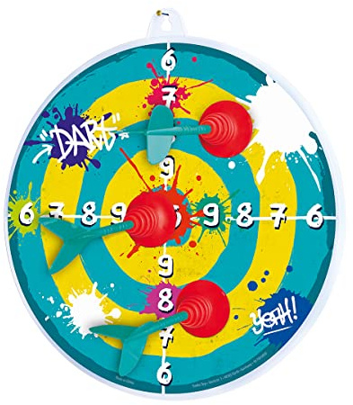 Simba 107406058 - Dartspiel, 3 Saugnapf Pfeile, Brett 34cm, Pfeile 17cm, Sportspielzeug, Dart, ab 3 Jahren