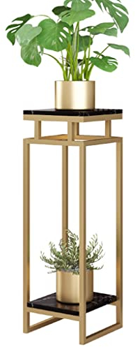 YNSHOP Bodenhoher Blumenständer Blumenständer Aus Marmormetall Wohnzimmerregal Innendekorationsregal Balkongrünpflanzenregal (Color : Black, Size : 30x30x70cm)