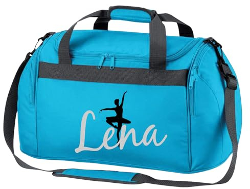 Sporttasche mit Namen | Personalisieren & Bedrucken | Motiv Ballett-Tänzerin Ballerina | Reisetasche Umhänge-Tasche für Mädchen | inkl. Namensdruck