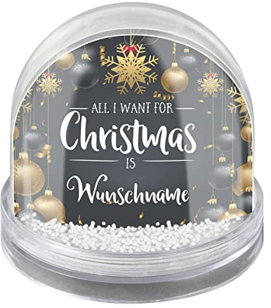 printplanet® - Schneekugel mit eigenen Namen Personalisieren - Motiv: All I Want for Christmas