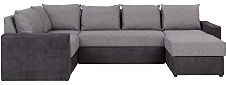 Ecksofa Reton Maxi, Eckcouch mit Bettkasten und Schlaffunktion, U-Form Couch/Sofa, Polsterecke mit Bettfunktion, Wohnlandschaft, Couchgarnitur, Sofagarnitur (Seite: Rechts, Montana 101 + MDL 5)
