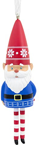 Hallmark Gnome With Dangling Legs Christmas Ornament, 25574078, Gnome Ornament, H 10.2cm by W 2.9cm by L 2.5cm
