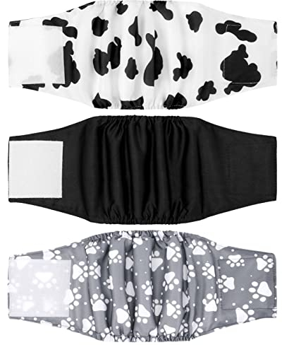 tonyg-p 3 Stück Hundewindeln für Rüden Waschbare Bauchbinden für Rüden Wiederverwendbare Windeln für Rüden, Hochabsorbierende Welpenwindeln höschen für kleine, mittelgroße Hunde (M, 36-42CM)