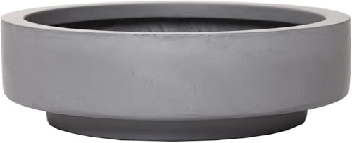 VIVANNO Pflanzschale Blumenschale Dekoschale Fiberglas Escada Low 9x30 Betonoptik Grau