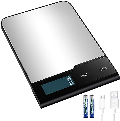Kitchen Scales, USB Rechargeable Premium Digital Food Scales Weight for Baking and Cooking Electronic Kitchen Scales, 10kgs/1g,Black/Silver