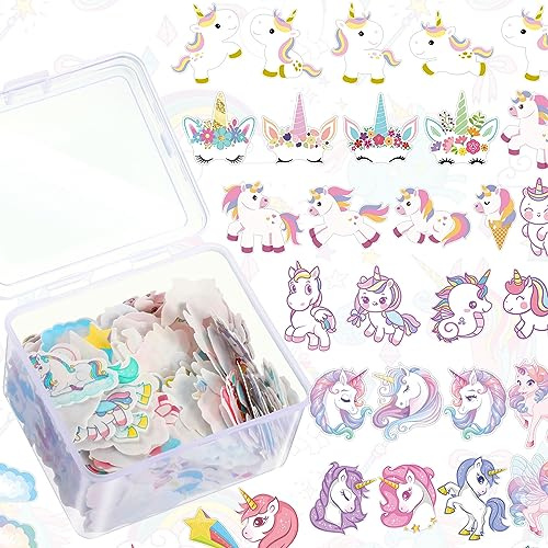 80 Stück Einhorn Tortendeko: Essbare Einhorn Kuchendeko für Kinder, Mädchen, Junge Geburtstag & Baby Shower Party