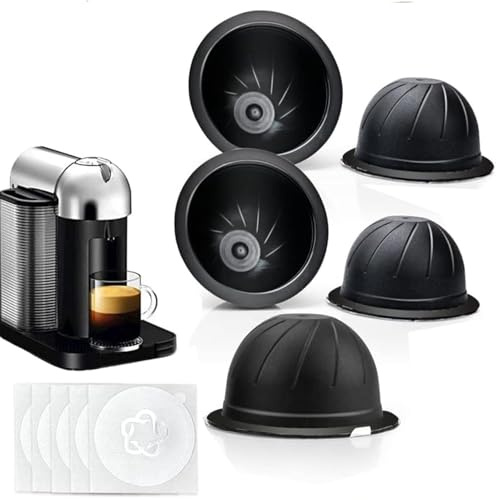 5Pcs Refillable Coffee Capsule Vertuo Pods, 230ml Reusable Refill Vertuoline Pod Coffee Capsule Filter Cup for Nespresso Vertuoline Machine