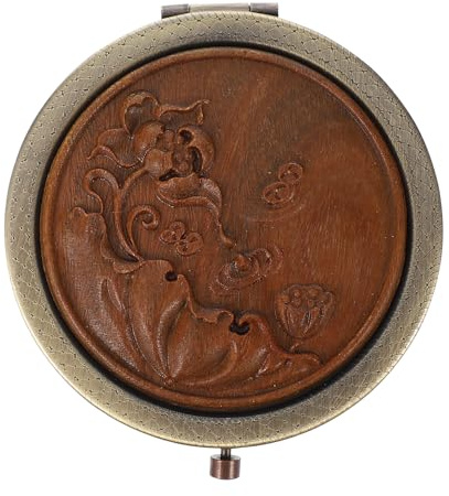 DOITOOL Specchio Da Trucco Portatile Legno Verde Specchio Cosmetico Per Donne Design Elegante E Compatto Per Viaggi E Uso Quotidiano