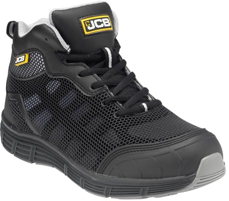 JCB - Men's Hydradig Mid Cut Safety Boot - Protective Work Boots - S1P SRC Rated, Steel Toe & Midsole, Slip Resistant - Black - Size 10