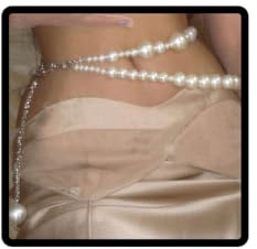 Cubahop Big Double Pearl Waist Belly Chain Silver Body Chain Jewelry Accessories for Women and Girls
