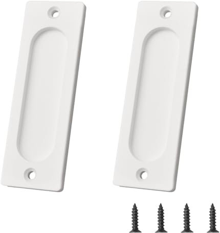 MOROBOR Lot de 2 poignées de porte coulissante rectangulaires encastrées, 10 cm, en alliage d'aluminium blanc, avec vis de montage pour porte de grange coulissante
