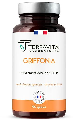 GRIFFONIA | Réduction du Stress et de l’Anxiété | Contrôle des Pulsions Sucrées | Gestion de l’Humeur | 90 Gélules Vegan | 668 mg par Dose | Made in France | Terravita