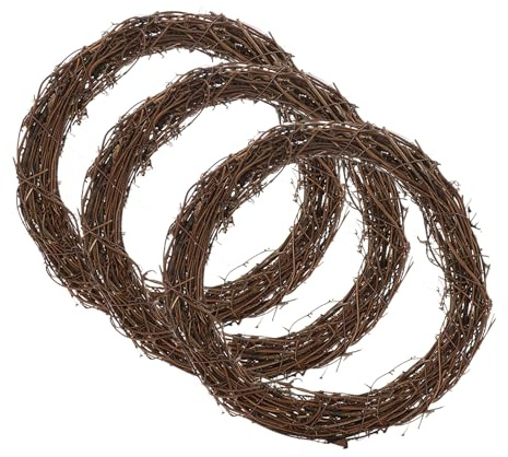 3 Pcs 30cm Christmas Garland, Natural Grapevine Wreaths, Christmas Wreath Door Garland Vine Branch Wreath, Christmas Door Wreaths for DIY Craft Xmas Wedding Holidays Wedding and Party Decors