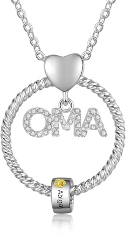 jewelora Personalisierte Namenskette für Oma Damen Kette mit Gravur Geburtsstein Geschenk für Oma, Geburtstag, Weihnachten (Silber-name 1)