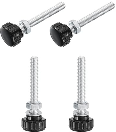 QUARKZMAN 4 Stück Rändelschraube mit Gewinde M6 x 45mm Rundkopfschraube mit Muttern Unterlegscheiben, Flügelschrauben Verzinkter Kohlenstoffstahl Klemmhebel 18mm Klemmknöpfe für Maschine