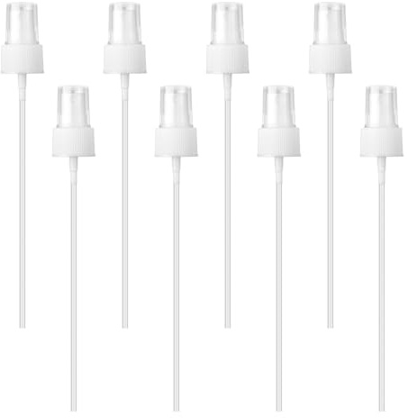 Gosknor 8pcs Plastic Spray Bottle Top, White Nozzle Sprayer Caps Replacement Head Fine Mist Sprayer Plastic Spray Pump Trigger for Essential Oil Bottles Cleaning Solutions