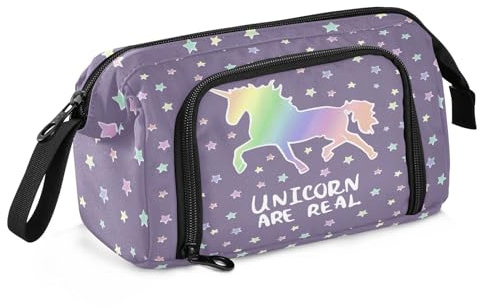 OWFKAY Federmäppchen mit großem Fassungsvermögen, für Schule, Uni, Büro, Organizer für Teenager, Mädchen, Erwachsene, Studenten, Einhorn, bunt, Einhorn, bunt, Einheitsgröße, Kosmetikkoffer