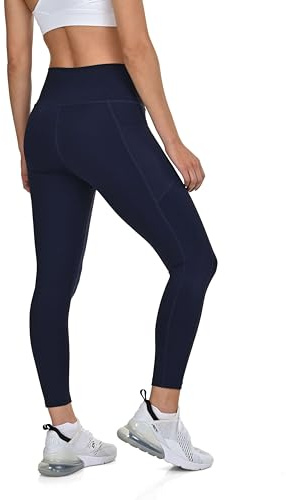 TCA Leggings 7/8 Taille Haute pour Femmes – Leggings Ultra Doux avec Contrôle du Ventre et 2 Poches Latérales Ouvertes pour la Course, la Gym et Le Yoga -Navy Blazer, S