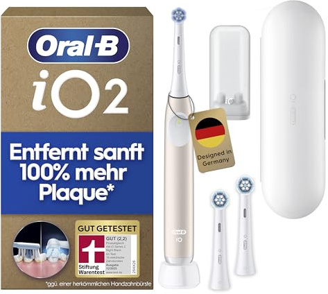 Oral-B iO Series 2 Elektrische Zahnbürste Rosa PLUS Original Oral-B iO Sanfte Reinigung Aufsteckbürste Weiß 3x