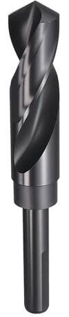sourcing map 23mm Drill Bit 1/2 Reduced Shank 3-Flat 4241 HSS | High Speed Steel Nitriding Black 118° Standard Point for Plastic Wood Copper Aluminum Iron Medium Soft Metal