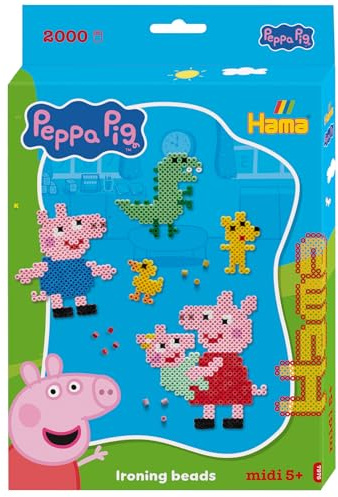 Hama Peppa Pig Box | Approx. 2.500 Fuse Beads, 1 Large Pegboard 1, Colour Printed Design Sheet, Instructions & Ironing Paper | Mosaic Decoration Arts & Craft for Creative Children Ages