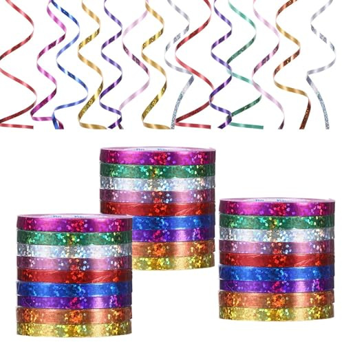 270 Meter Luftschlangen Geburtstag,9 Farben Silvester Luftschlangen Metallic,Partydekorationen,Geschenkband Glitzer,Geburtstags Deko,Hochzeit Deko,Ballonband Und Silvesterdekoration
