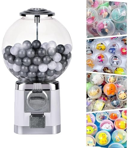 JXYQ Máquina expendedora de cápsulas, dispensador de chicles de 46 cm con Cerradura, Gran Capacidad para chicles de 3,2 cm (Gris)