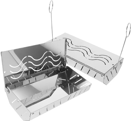 TOYANDONA 2 Stück Teiliges Räucherbox Set mit Deckel Holzchip Smoke Box für Gas und Holzkohlegrills Vielseitig für Fleisch Fisch Gemüse und Tragbar für Bbq Zubehör