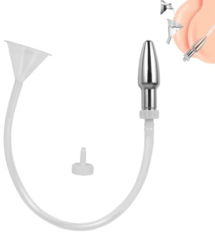 GeRRiT Analplug Edelstahl Analdusche mit Duschschlauch & Trichter Einlauf Metall Buttplug Anfänger Vaginaldusche Intimdusche Irrigator Darmspülung Analspielzeuge für Männer Frauen