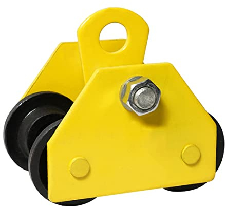 0.5/1/2/3/5Ton Capacity Manually Trolley for Straight Curved I Beam, Heavy Duty Push Beam Trolley, 4 Wheels Steel Trolley Crane, Adjustable for I-Beam Flange Width(Size:1T)