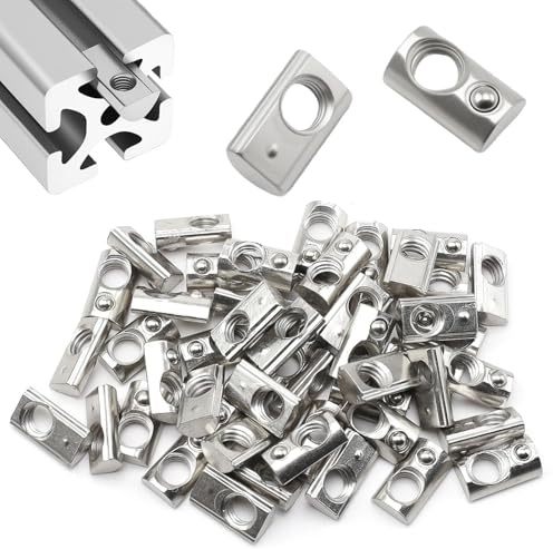 LINTRA 50 Piezas Tuercas M6 Ranura 6 T con Ranura Esférica, 20-Serie M6 Tuerca de Ranura en T, Tuercas de Bola de Perfil, Tuerca Deslizante, para Impresoras 3D CNC Perfil en C, Estándar Europeo